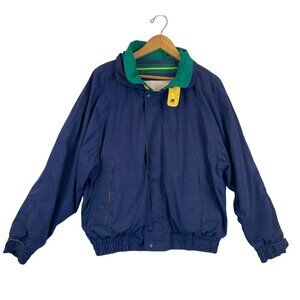 90s Oceanside Windbreaker Jacket Nautical Blue Striped Lining Hooded